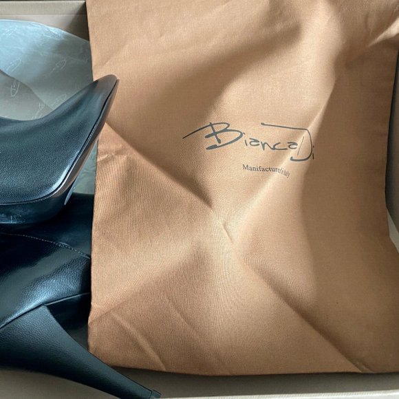 20% OFF BIANCA DI Black Leather Italy OTK High Heel Boots 40 EU - Picture 4 of 5